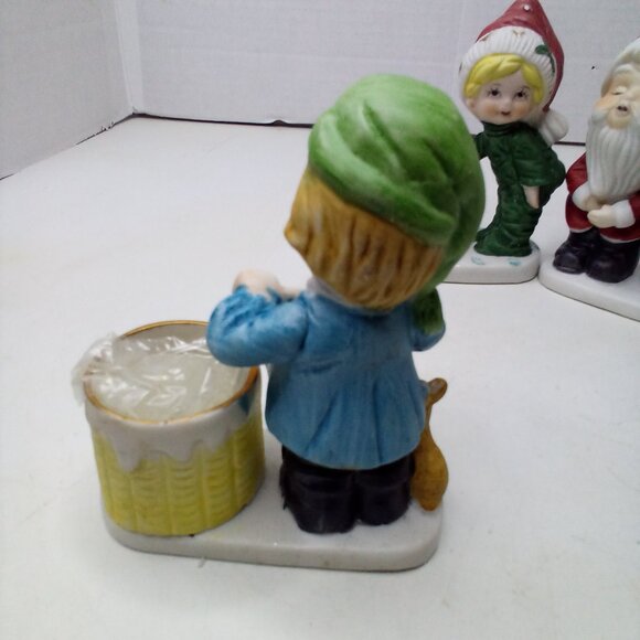 Christmas Luvkins Vintage 1978 Candle Holders Lot of 4 Santa Angel Drummer Boy - Picture 5 of 15
